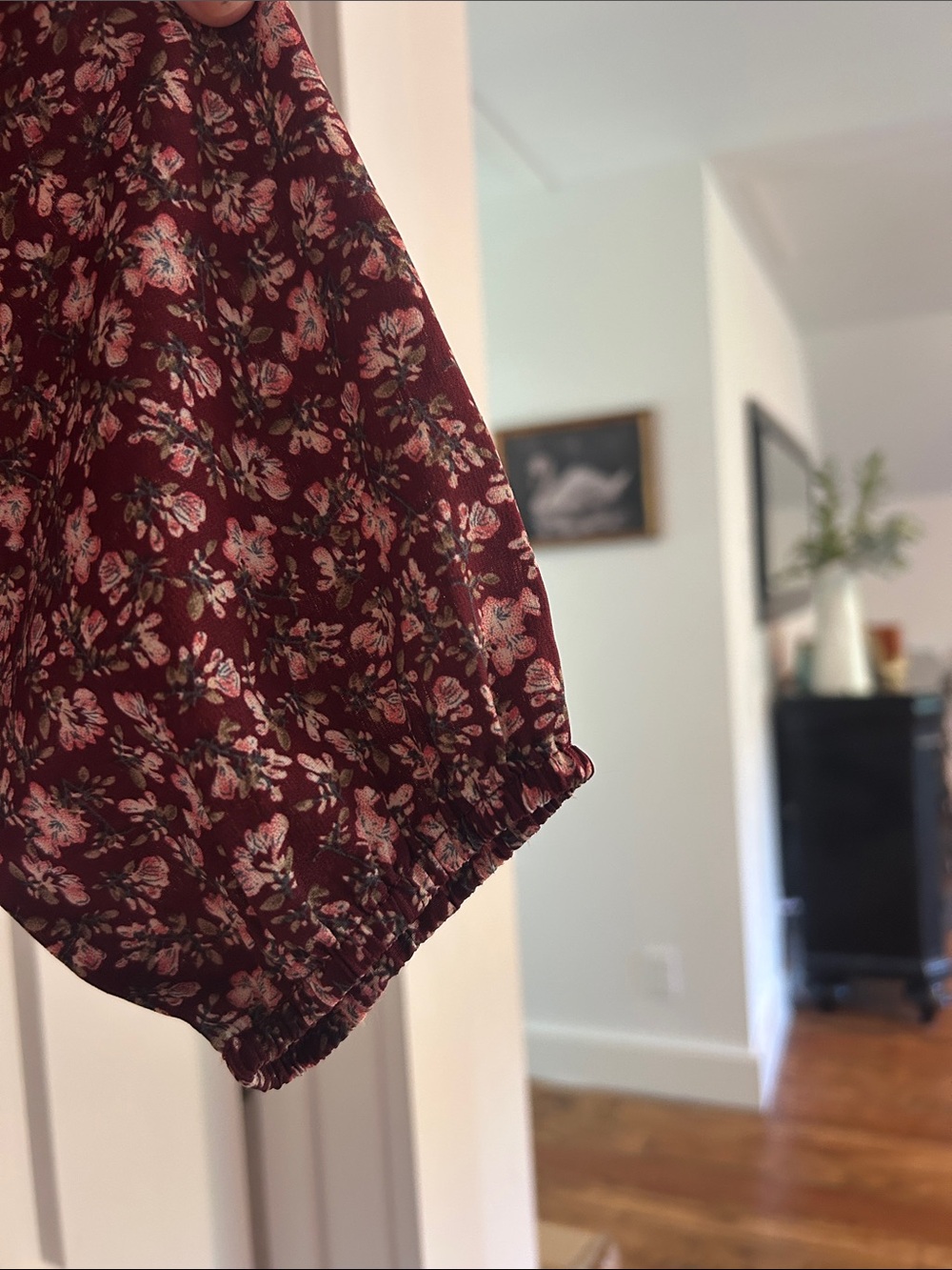Burgundy Floral Long Sleeve Tunic Dress - Picture 3 of 6